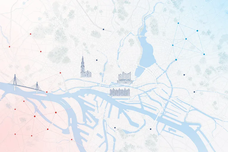 Illustrierte Karte von Hamburg