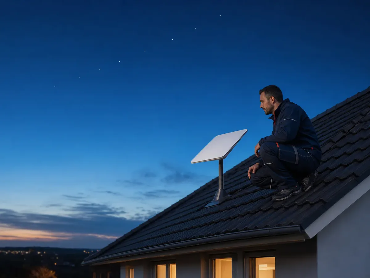 Starlink-Installation auf dem Dach